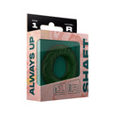 Shaft Model R Silicone Cock Ring Size 1 Green packaging showcasing the snug fit and design for confident wear.