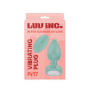 Luv Inc Pr17 Vibrating Butt Plug With Remote Green packaging featuring a body-friendly design and remote control.
