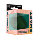 Shaft Model PS Cock and Ball Stretcher Short Green in packaging, designed for discreet use and comfort.