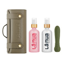 La Nua Strawberry Coconut Bullet Vibrator Gift Set featuring lube, cleaning mist, and storage bag.