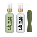 La Nua Cucumber Aloe Gift Bag Bullet Lube Set featuring cucumber aloe lube, toy cleaning mist, and a compact vibrator.