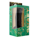 Shaft Vibrating Model N 9.5 Inch Liquid Silicone Dong Black in packaging, showcasing realistic design and functionality.