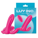 Luv Inc PR34 Panty Rabbit Vibrator Pink next to its colorful packaging, showcasing playful design for discreet pleasure.