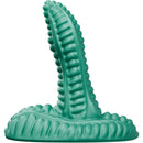 Tentra Zoryn Alien Tail Rotating Grinder Vibrator Green side view with textured base for enhanced pleasure.