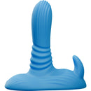 Tentra Belo Horned Beast Thrusting Grinder Blue showcasing a unique design with textured ridges and a thrusting base.