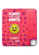 Flintts Mouth Watering Mints Cherry packaging featuring a playful design and bright colors.