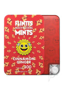 Flintts Mouth Watering Mints Cinnamon Ginger packaging featuring a playful design and vibrant colors.