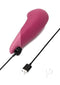 Dusky pink Womanizer Vibe clitoral vibrator with UltraWave technology and USB charging cable.