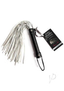 FSOG Please Sir Flogger in black and silver with Fifty Shades of Grey tag for sensory bondage play.