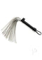 FSOG Please Sir Flogger with black handle and metallic silver strands for sensory play, part of the Fifty Shades of Grey collection.