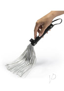 Sleek black and silver FSOG Please Sir Flogger for sensory play and bondage, part of the Fifty Shades of Grey Official Pleasure Collection.