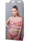 Main Squeeze Sybil ULTRASKYN stroker packaging featuring a model in pink lingerie. Variable pressure design for enhanced pleasure.