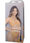 Main Squeeze Xxlayna Marie ULTRASKYN Stroker packaging featuring a model in a yellow lingerie set.