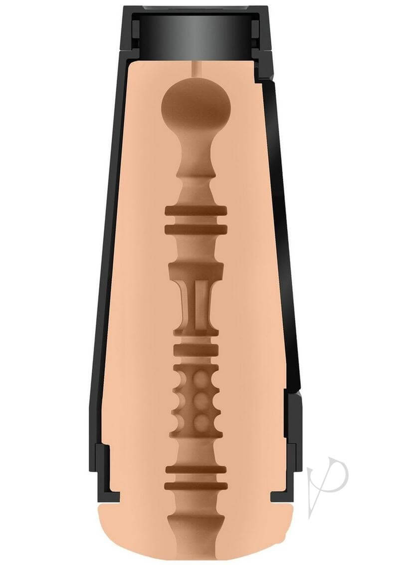 Cross-section of Main Squeeze Allie Nicole ULTRASKYN stroker showing lifelike textured interior.