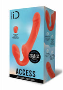 Bodywand I.D Access Silicone Strapless Strap-On Coral packaging showcasing design and features for couples or solo play.