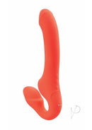 Bodywand I.D Access Silicone Strapless Strap-On Coral, a harness-free vibrating strap-on for couples.