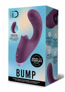 Bodywand I.D Bump Dual Stimulating Clitoral Vibrator Wine packaging showcasing thrusting features and design.