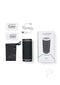Lovense Calor Black Bluetooth male masturbator set with packaging, remote, charging cable, and storage pouch on display.