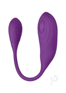 Blaze Triumph Rechargeable Silicone Dual Vibrator Purple showcasing its ergonomic design and dual-motor functionality.