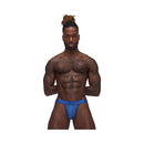Male Power Sexagon Strappy Ring Jock Royal L/XL modeled by a muscular man, showcasing the sporty design.