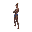 Male Power Sexagon Strappy Ring Jock Royal L/XL model showcasing the strappy back and Y-back design.
