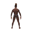 Male Power Sexagon Strappy Ring Jock Royal L/XL showing strappy back design and ring accents on a model.