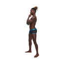 Male Power Casanova Uplift Short Black Small model demonstrating side view of comfortable fit.