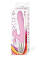 Goddess Tapping Thruster Silicone Rabbit Vibrator Pink packaging showcasing 7 tapping functions and sleek design.