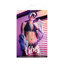 Not Your Bitch Lace Bralette and Cheeky Panty Set L/XL Black displayed in a vibrant fashion setting.