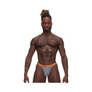 Male Power Casanova Uplift Thong Gray L/XL model showcasing sleek design and supportive uplift features.