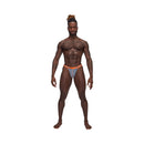 Model wearing Male Power Casanova Uplift Thong Gray L/XL showcasing its supportive design and sleek fit.