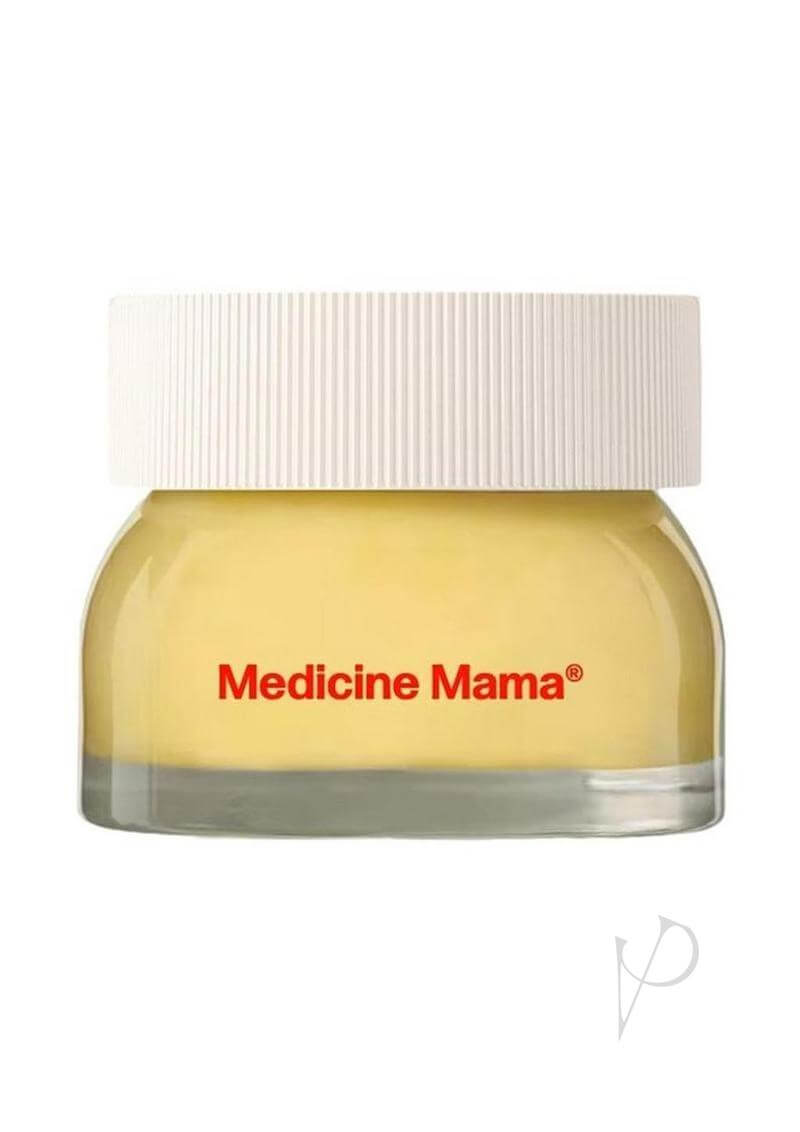 VMagic Vulva Balm 2 Oz by Medicine Mama in a glass jar with white lid, designed for intimate skin relief.