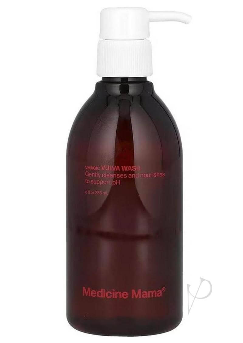 VMagic Feminine Wash Vulva 8 Oz by Medicine Mama bottle with pump, gentle cleanser for intimate skin.