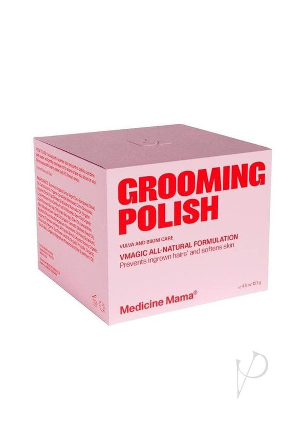 VMagic Grooming Polish 4.5 Oz Vulva and Bikini Care packaging, designed to prevent ingrown hairs and soften skin.