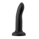 Gender Fluid Enthrall 6.5 Inch Strap On Dildo Black in sleek black silicone, ideal for pegging and strap-on play.