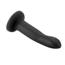 Gender Fluid Enthrall 6.5 Inch Strap On Dildo Black with a smooth black silicone finish and curved design.