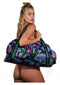 Multi-colored "Have A Nice Trip" duffle bag with vibrant designs, promoting a bold and fun travel vibe.
