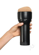 Hand holding Kiiroo FeelReya Sunshine Stroker for realistic pleasure experience.