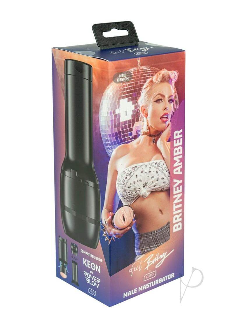 Feel Britney Amber Stroker by Kiiroo in packaging with product image and star graphic.