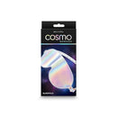 Cosmo Bondage Blindfold Rainbow packaging featuring a shimmering, holographic blindfold design for sensory play.