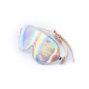 Cosmo Bondage Blindfold Rainbow with shimmering iridescent finish and adjustable straps for sensory play.
