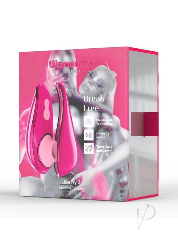 Womanizer Liberty 2 Special Edition Pink by Iggy Azalea in packaging, featuring Pleasure Air Technology and compact design.