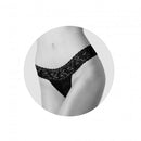 Love To Love Secret Panty 2 Vibrating Panty Set Black Onyx G-string in black lace for discreet stimulation.