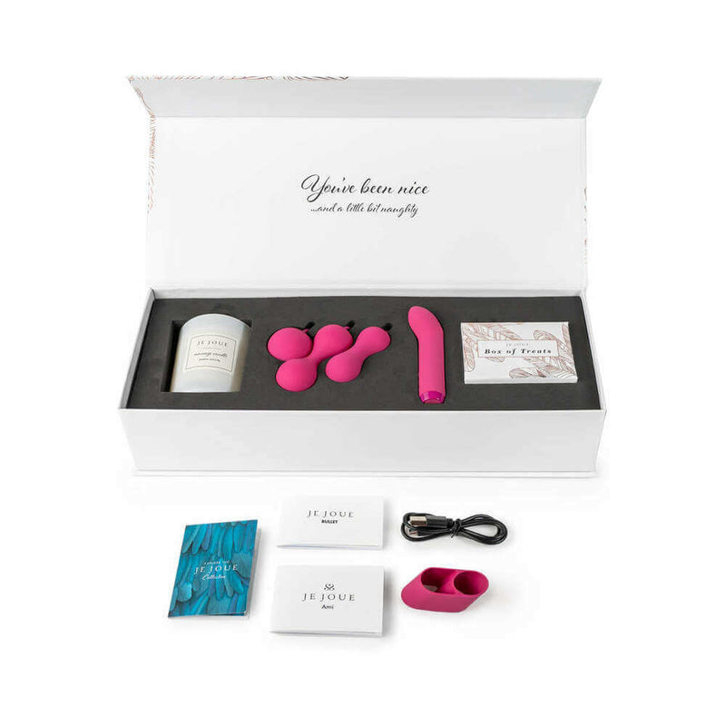Je Joue The Naughty and Nice Collection gift set featuring luxurious inner contents and elegant packaging.