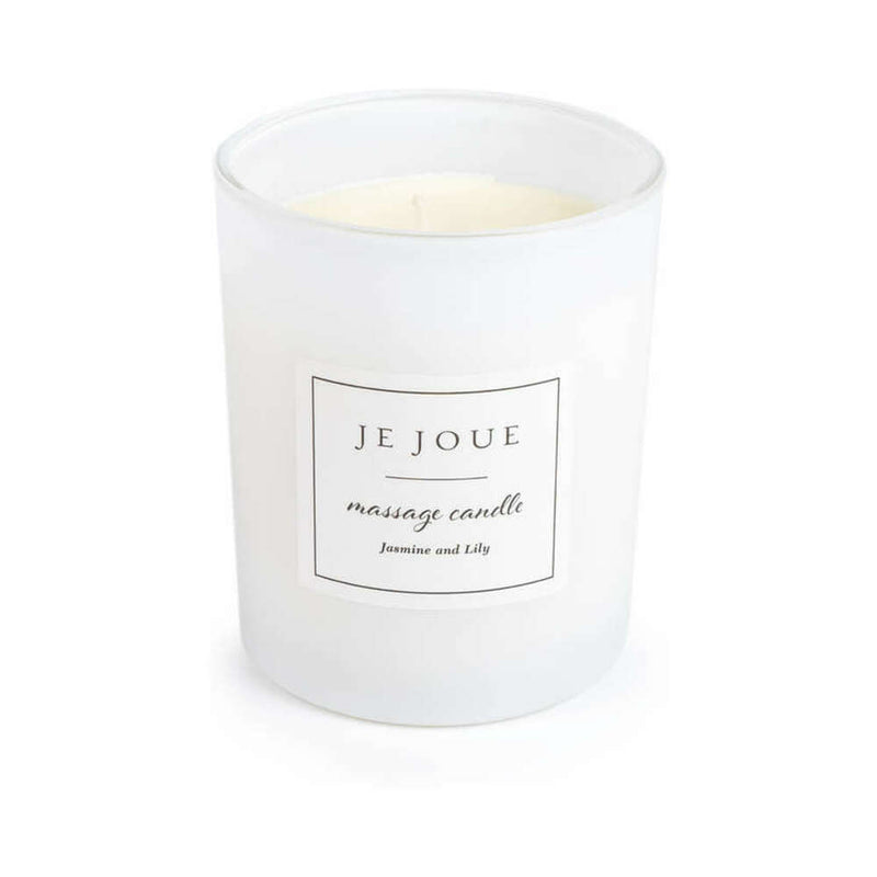 Je Joue The Naughty and Nice Collection massage candle in Jasmine and Lily scent.