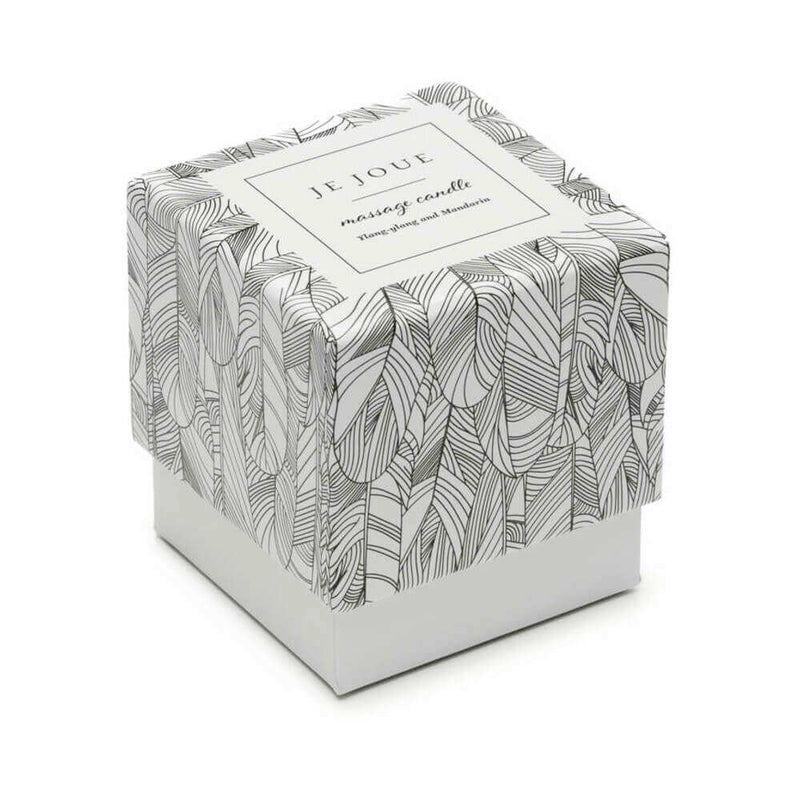 Je Joue Luxury Massage Candle Ylang Ylang and Mandarin elegantly packaged in a decorative box.