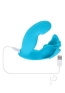 Evolved Spread Your Wings Silicone Multi Vibrator Blue with USB charging cable in a vibrant blue color.