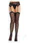 Leg Avenue black heart lace trimmed net stockings, perfect for enhancing curves and igniting confidence.