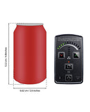 ElectraStim Flick Stimulator Pack EM60-E dimensions with controller next to red soda can for size reference.