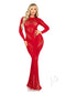Lace Net Body Con Gown Heart Red Os-0